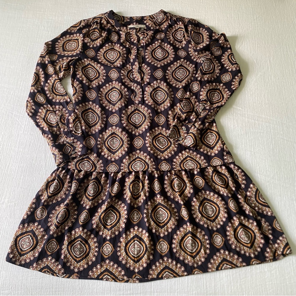 Loft Medallion Print Long Sleeve Dress